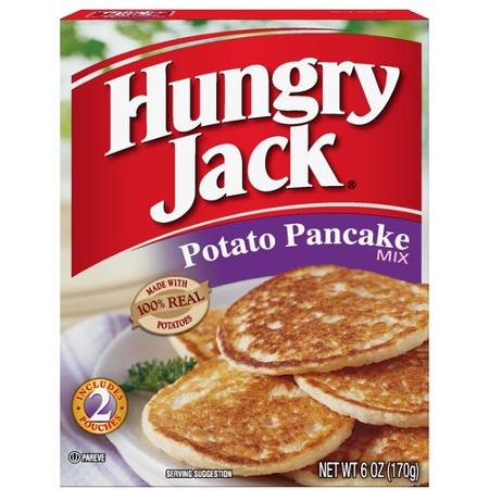 A box of Hungry Jack potato pancake mix.